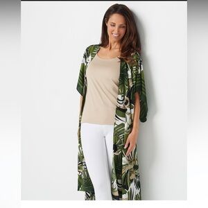 Attitudes by Renee Green Tropical Print Kimono Duster